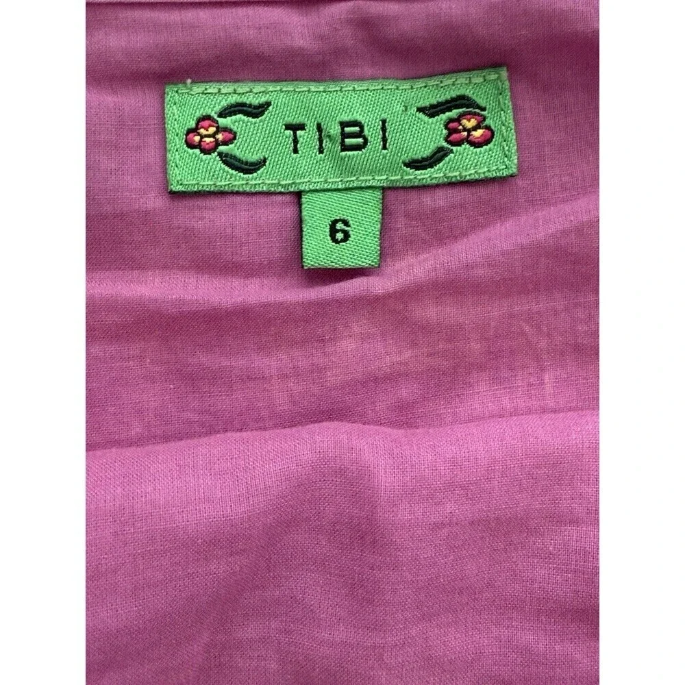 Tibi Women’s‎ Cotton Silk Pink Embroidered Tiered Scalloped Hem Skirt Sz 6 Lined